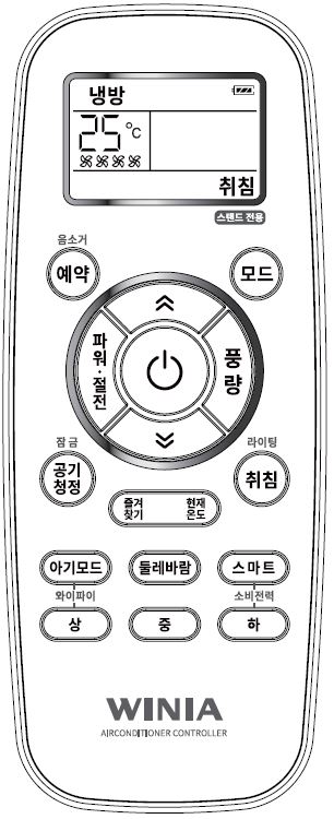 위니아 에어컨 리모컨 사용 설명서 보기