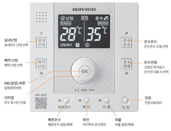 나비엔 가스보일러 실내온도조절기 사용법(NR-30F)